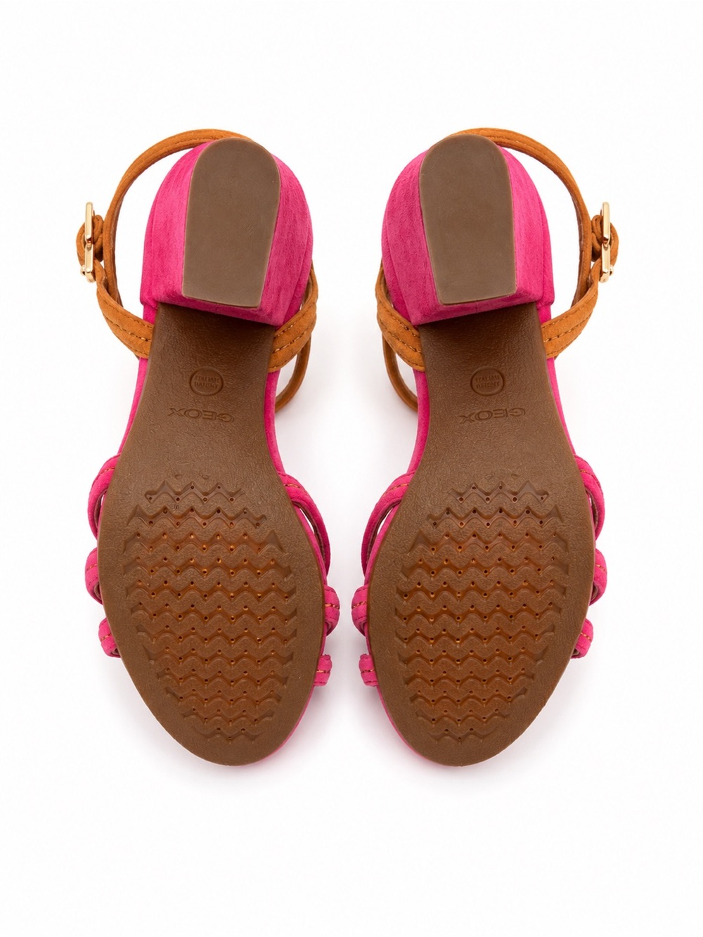 Geox D Divinity A Fuchsia & Tan Suede Block Heel Sandals EU 38 - Picture 4 of 6